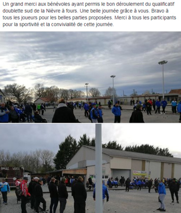 Merci à tous pour la participation à l'organisation du qualificatif doublette à Fours