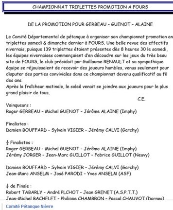 Retour sur le championnat triplette promotion à Fours (7) Retour sur le championnat triplette promotion à Fours (7)
