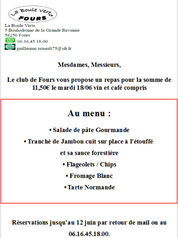championnat des clubs vétérans du 18 juin à Fours