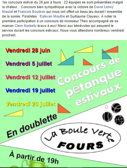 Concours estivale du vendredi 28 juin