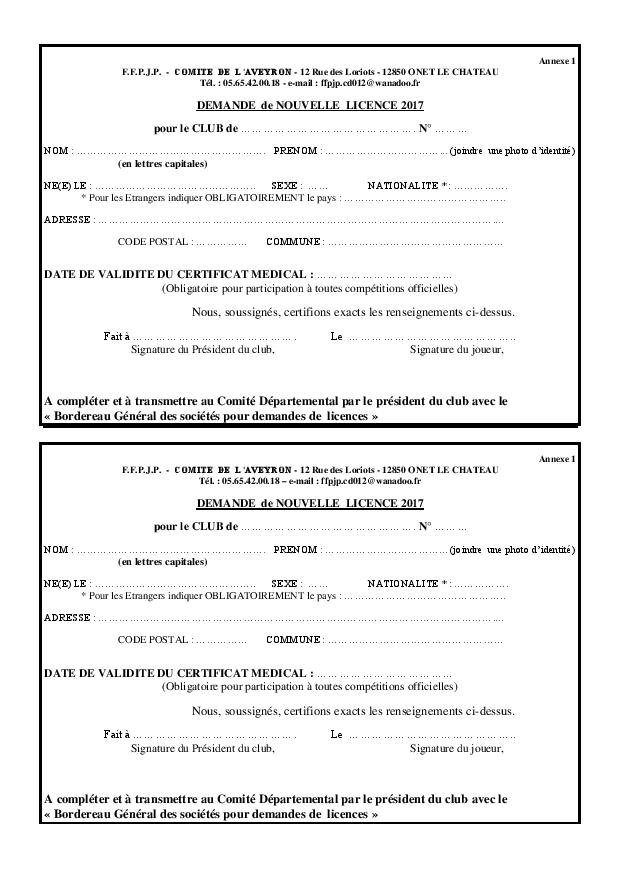 Licences 2017 Licences 2017