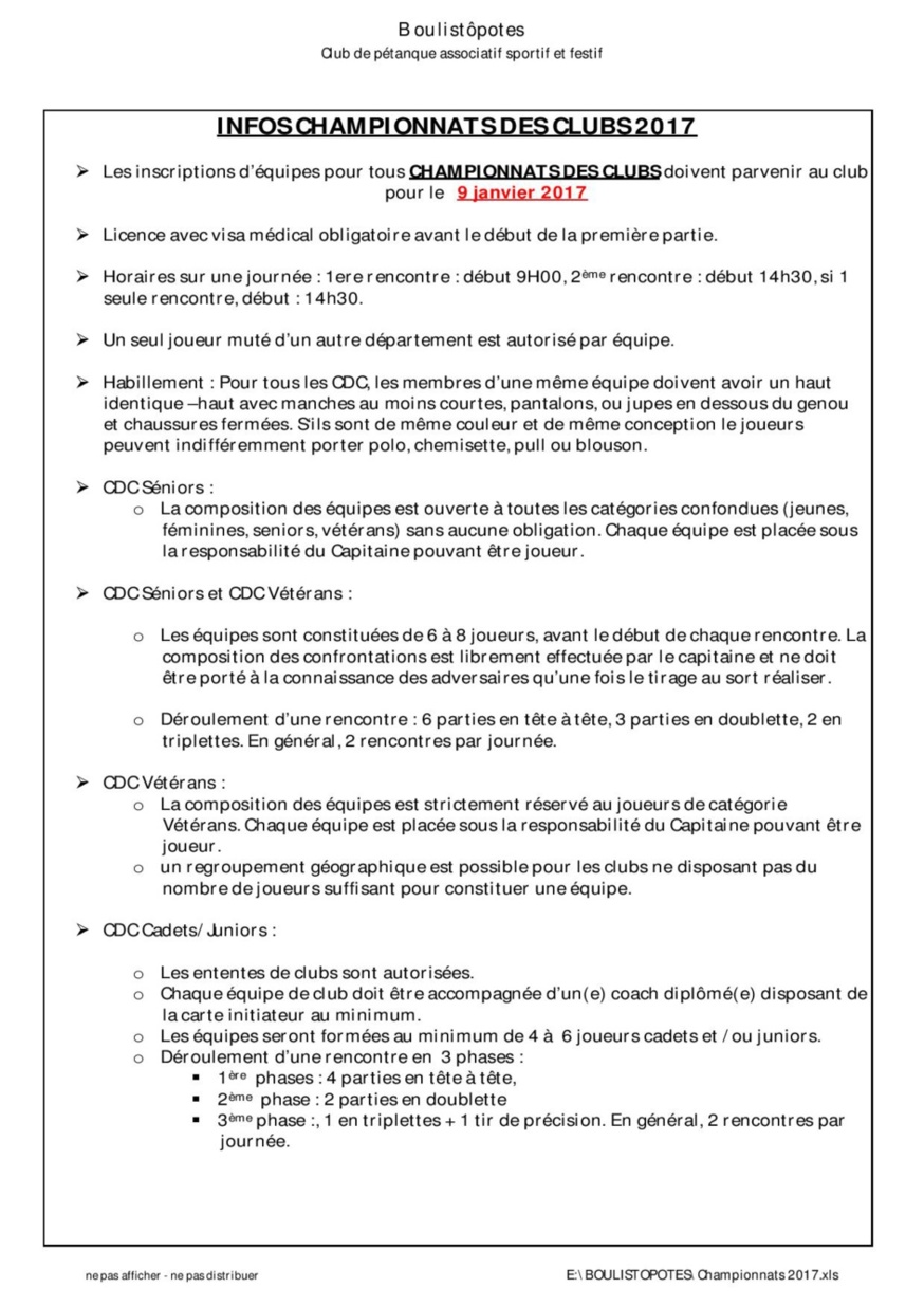 Les Championnats des Clubs 2017 - Calendriers et infos Les Championnats des Clubs 2017 - Calendriers et infos