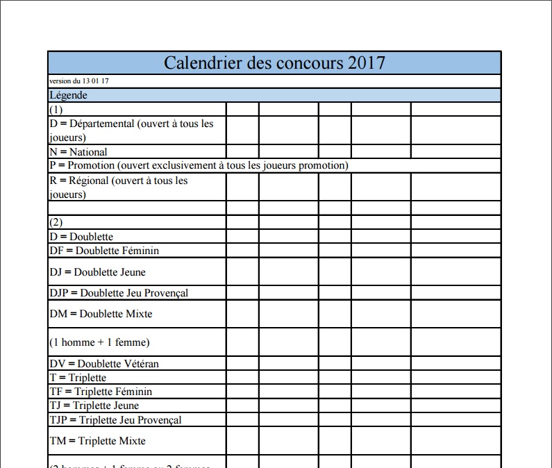Calendrier des Concours Officiels 2017 Aveyron et voisinage Calendrier des Concours Officiels 2017 Aveyron et voisinage