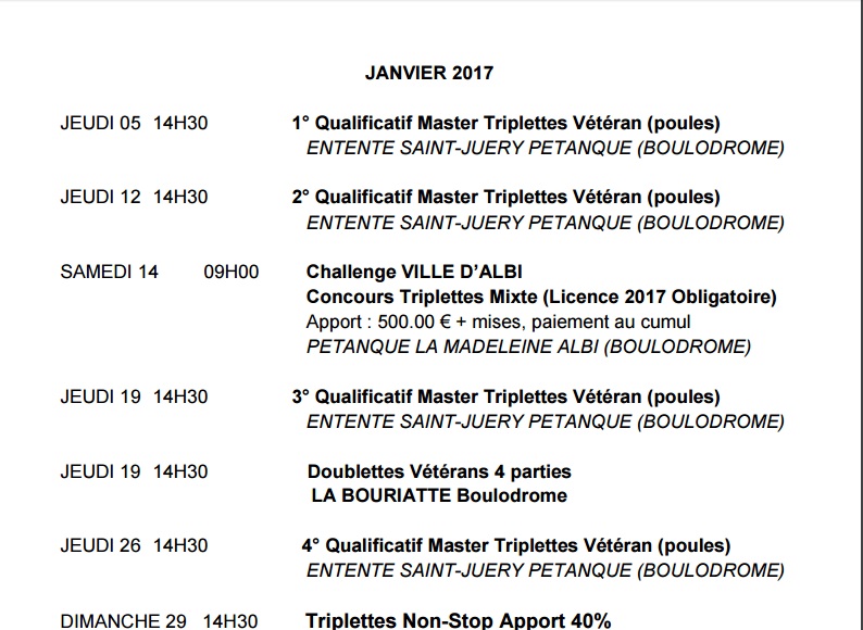 Calendrier des Concours Officiels 2017 Aveyron et voisinage Calendrier des Concours Officiels 2017 Aveyron et voisinage
