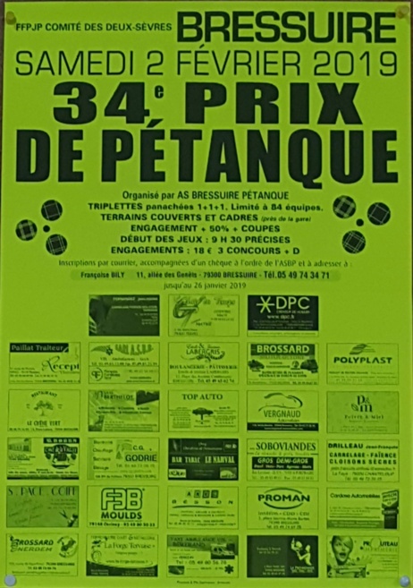 Association Sportive Bressuire Petanque calendrier petanque 79 2021