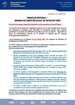 Nouvelle décision concernant la possible reprise des championnats