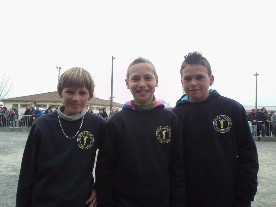 Maxence Maxime Marius champion triplette minime