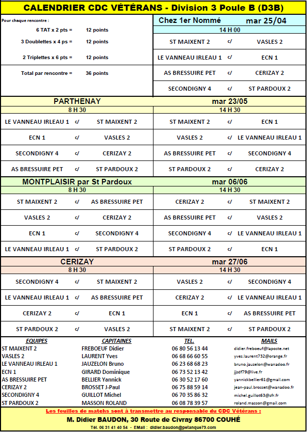 Championnat Départemental Des Clubs Vétéran - Poule Championnat Départemental Des Clubs Vétéran - Poule