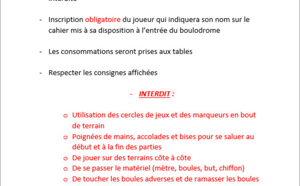 Réouverture du boulodrome