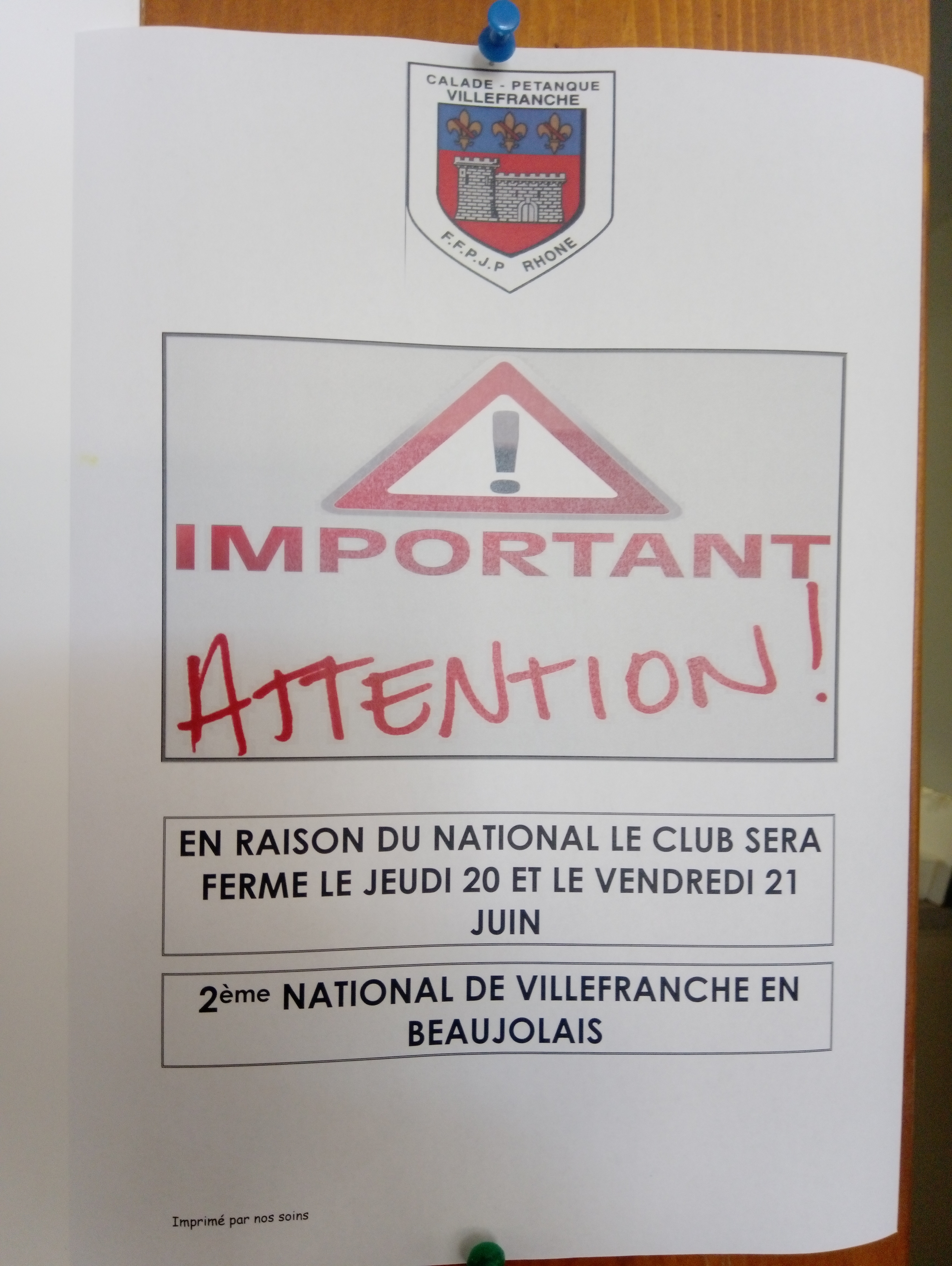 FERMETURE DU CLUB EN RAISON DU NATIONAL FERMETURE DU CLUB EN RAISON DU NATIONAL