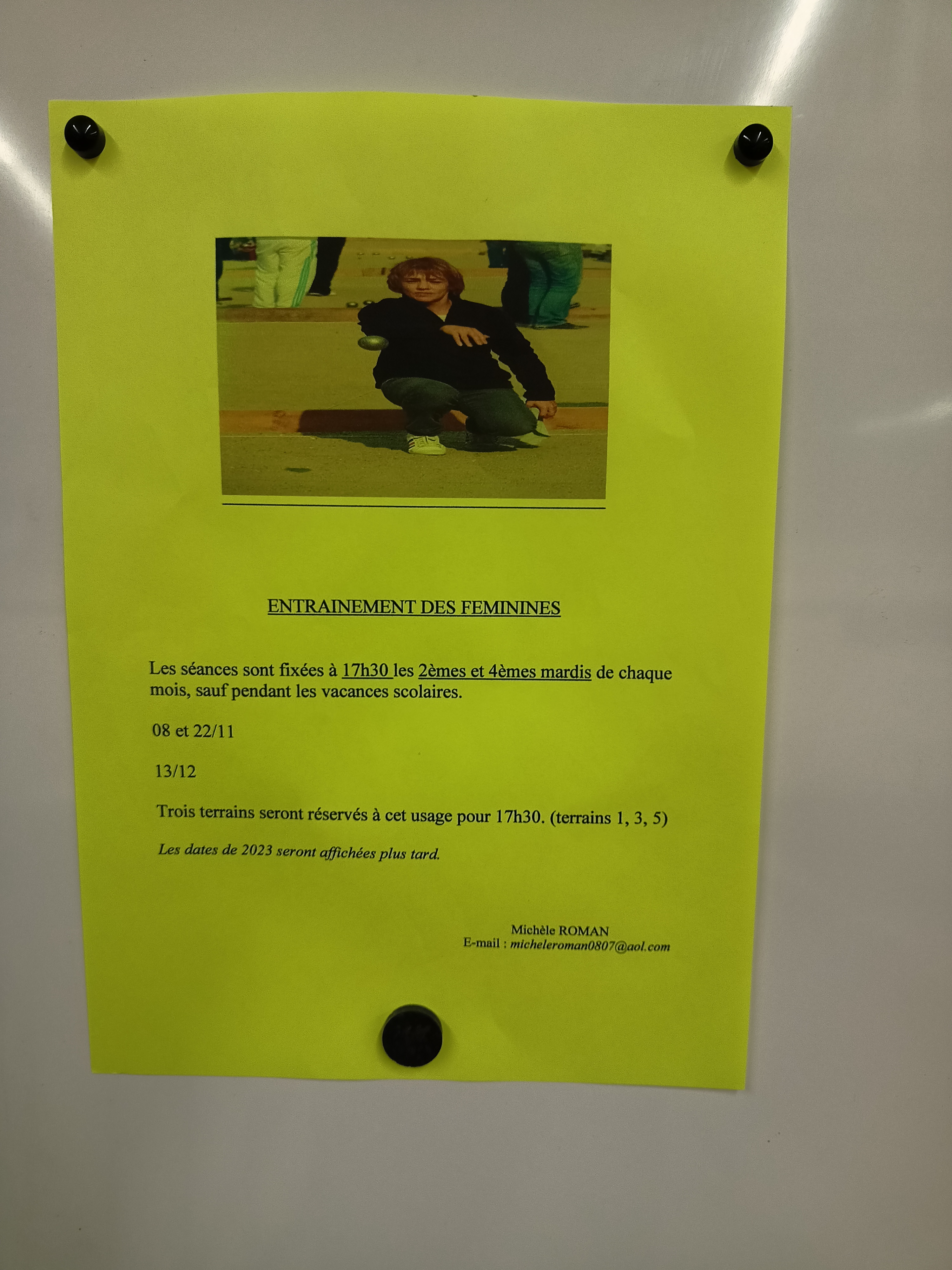 ENTRAINEMENT DES FEMININES ENTRAINEMENT DES FEMININES