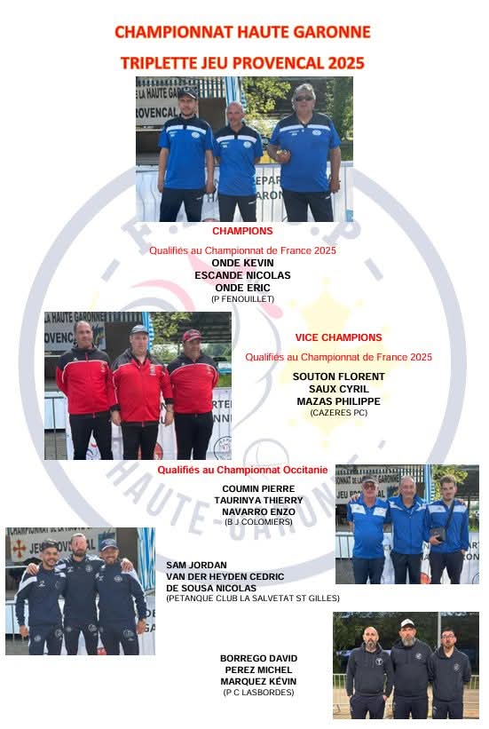 Championnats Haute-Garonne Triplette Jeu Provençal 2025 Championnats Haute-Garonne Triplette Jeu Provençal 2025