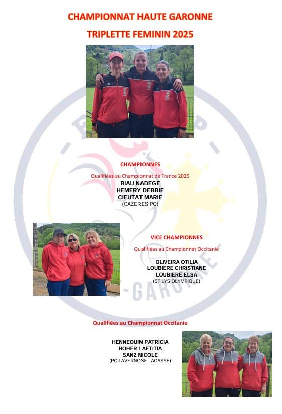 Championnat H.G Triplette Féminin 2025 Championnat H.G Triplette Féminin 2025