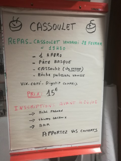 Cassoulet vendredi 28 février **