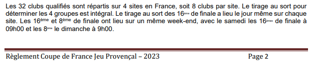Coupe de France Jeu Provençal 2023 - 1/16e de finale Coupe de France Jeu Provençal 2023 - 1/16e de finale