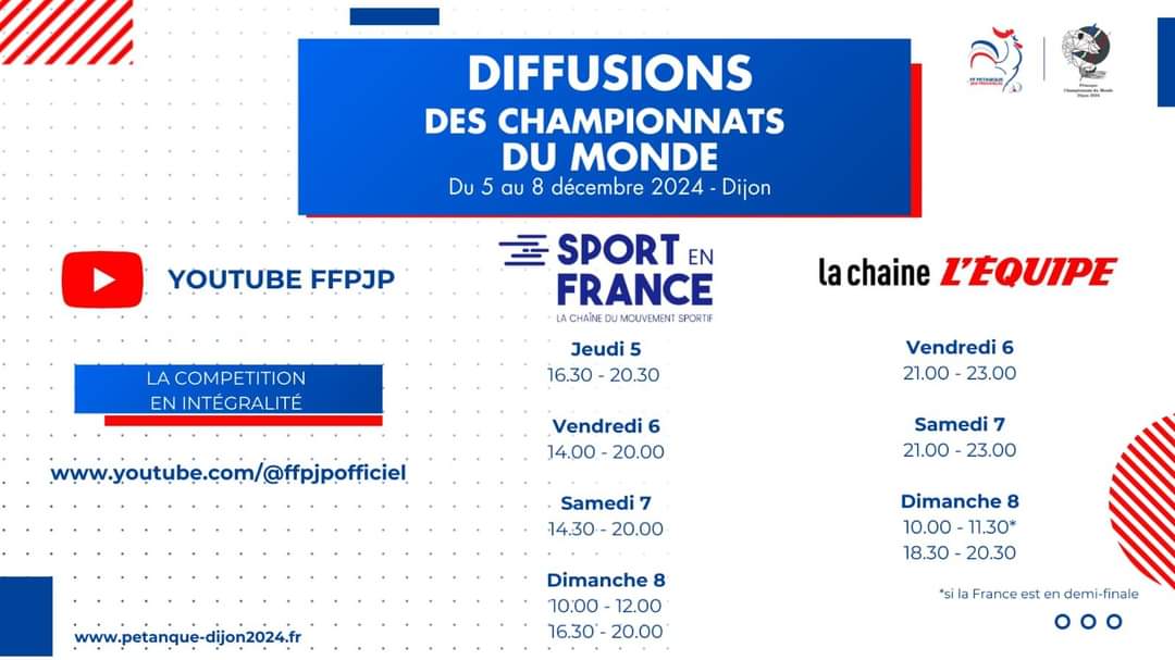 Championnats du Monde 2024 à Dijon du 5 au 8 décembre Championnats du Monde 2024 à Dijon du 5 au 8 décembre