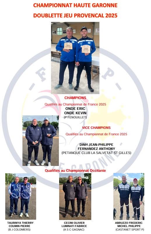 Championnat H.G Doublette Provençal 2025 Championnat H.G Doublette Provençal 2025
