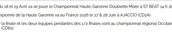 Championnat H.G Doublette Mixte