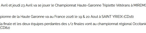 Championnat H.G Triplette Vétéran