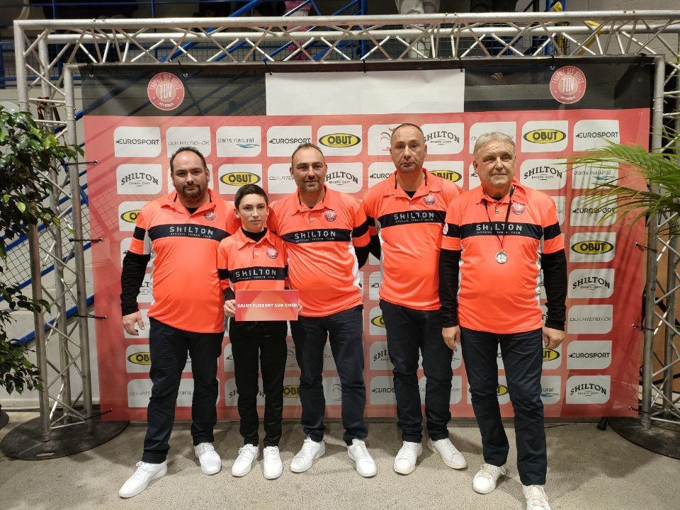 Mickaêl JACQUET, Sacha JACQUET, Florent CLAVIER, Martial REBOTTARO et Pascal MNICH (Coach)