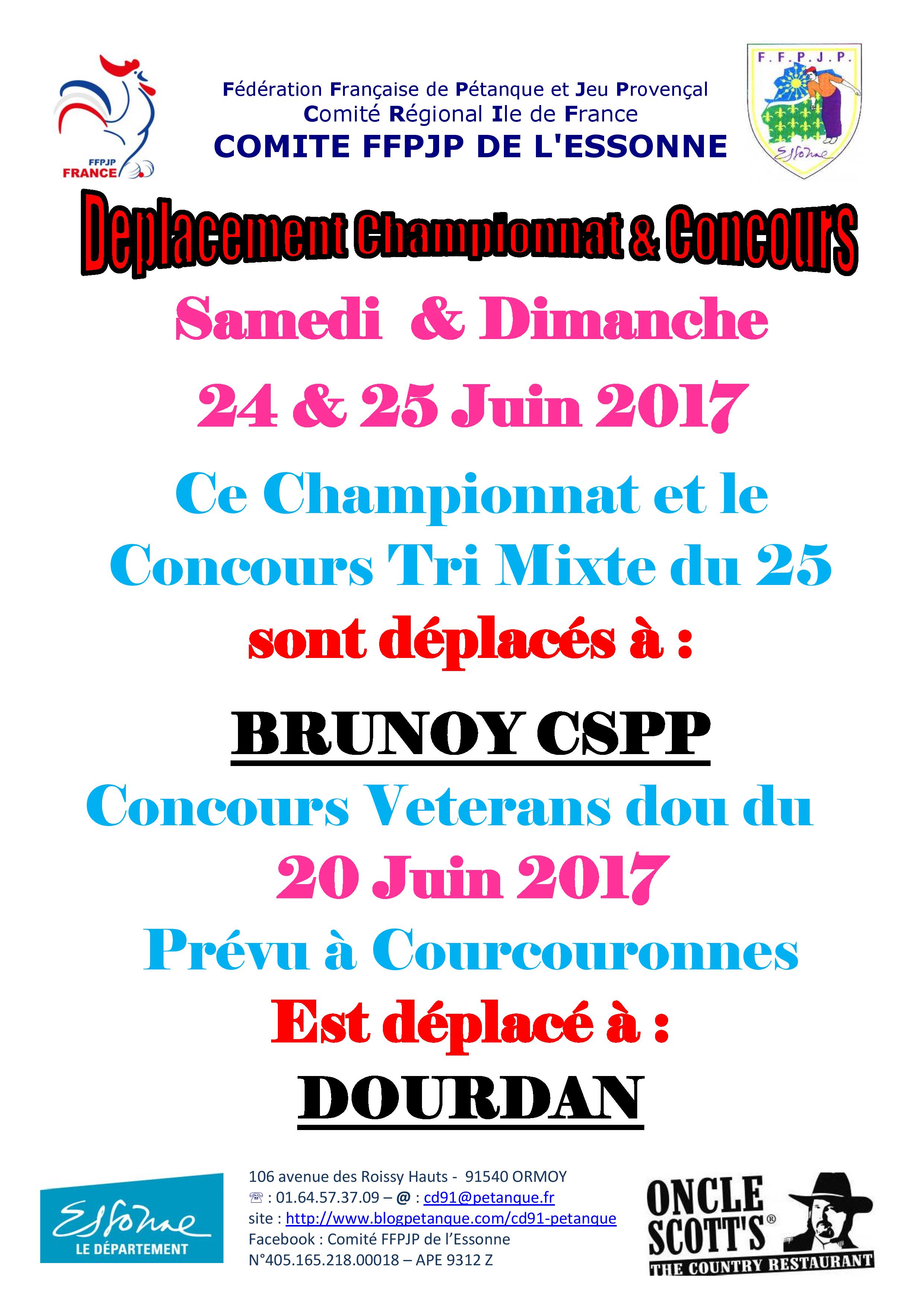 Déplacement Championnat et concours