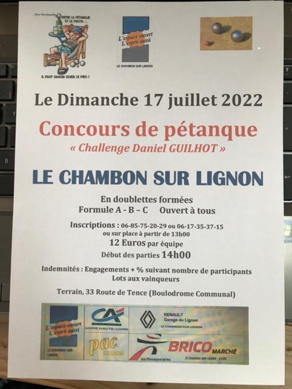 A vos agendas, Challenge Daniel GUILHOT au Chambon sur Lignon le 17 juillet 2022 A vos agendas, Challenge Daniel GUILHOT au Chambon sur Lignon le 17 juillet 2022