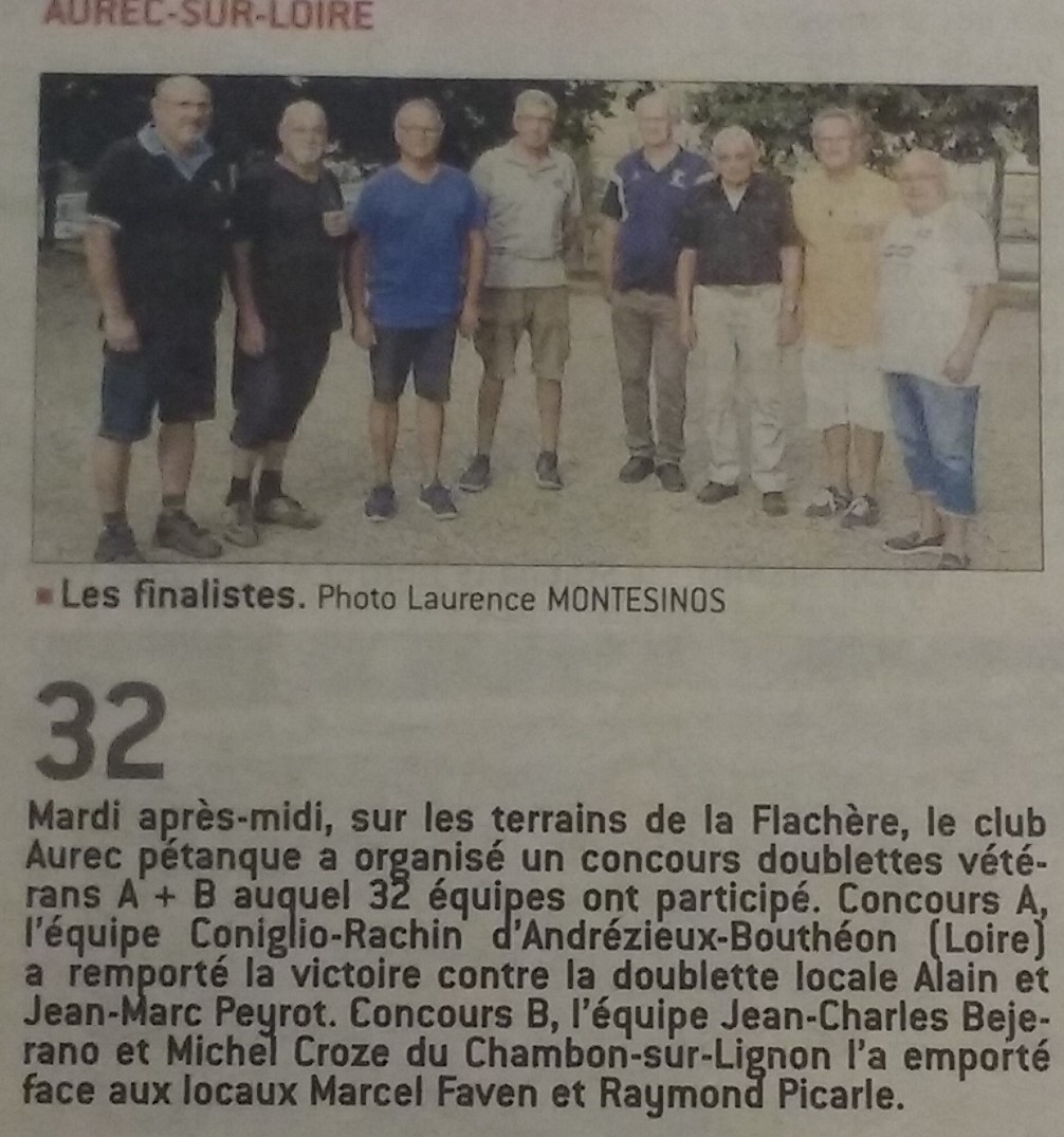 Concours vétérans doublettes à Aurec sur Loire