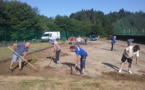 Préparation du nouveau de terrain de pétanque au stade le 02 08 2019