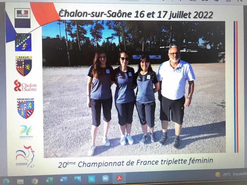 Championnat de France triplette féminin à Chalon sur Saône 2022