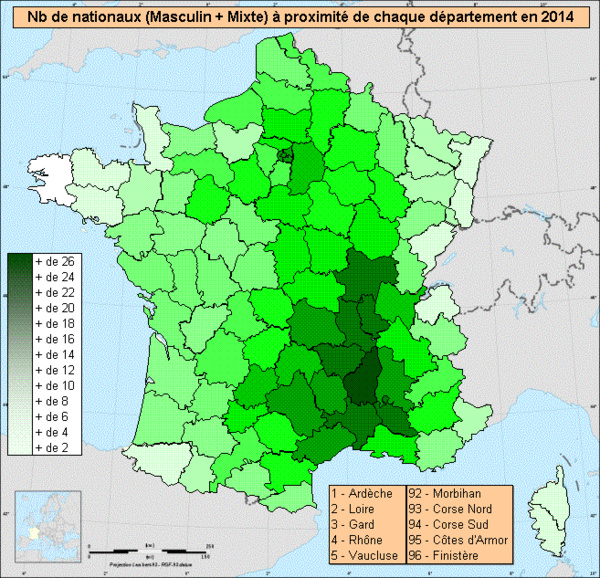 Géolocalisation des compétitions nationales Géolocalisation des compétitions nationales
