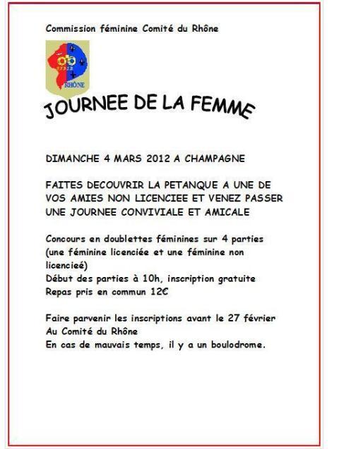 JOURNEE DE LA FEMME JOURNEE DE LA FEMME