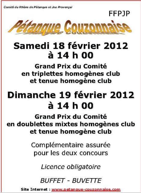 CONCOURS A COUZON LE 18 ET 19 FEVRIER