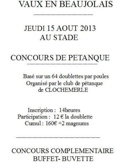 CONCOURS DU 15 AOUT CONCOURS DU 15 AOUT