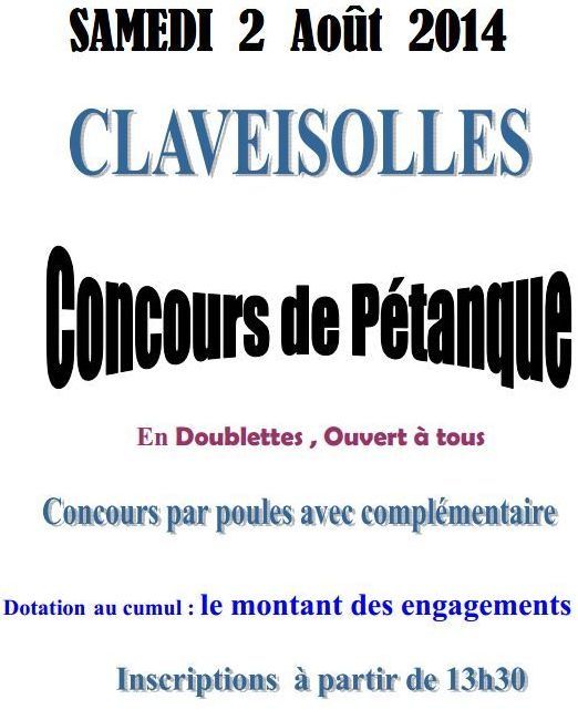 CONCOURS A CLAVEISOLLES LE 2 AOUT CONCOURS A CLAVEISOLLES LE 2 AOUT