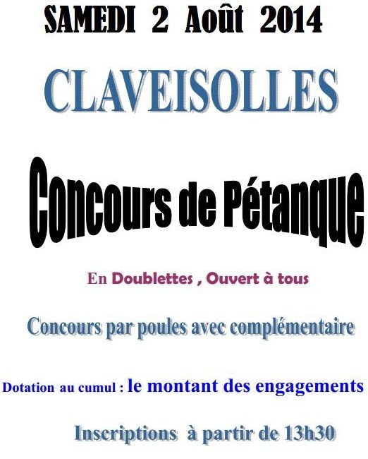CONCOURS A CLAVEISOLLES LE 2 AOUT CONCOURS A CLAVEISOLLES LE 2 AOUT