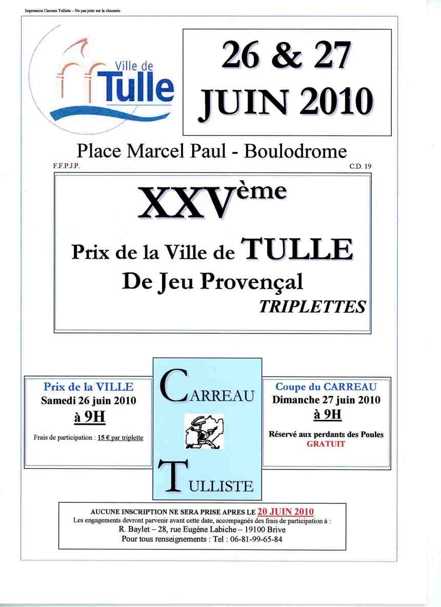 Prix de la Ville de Tulle Prix de la Ville de Tulle