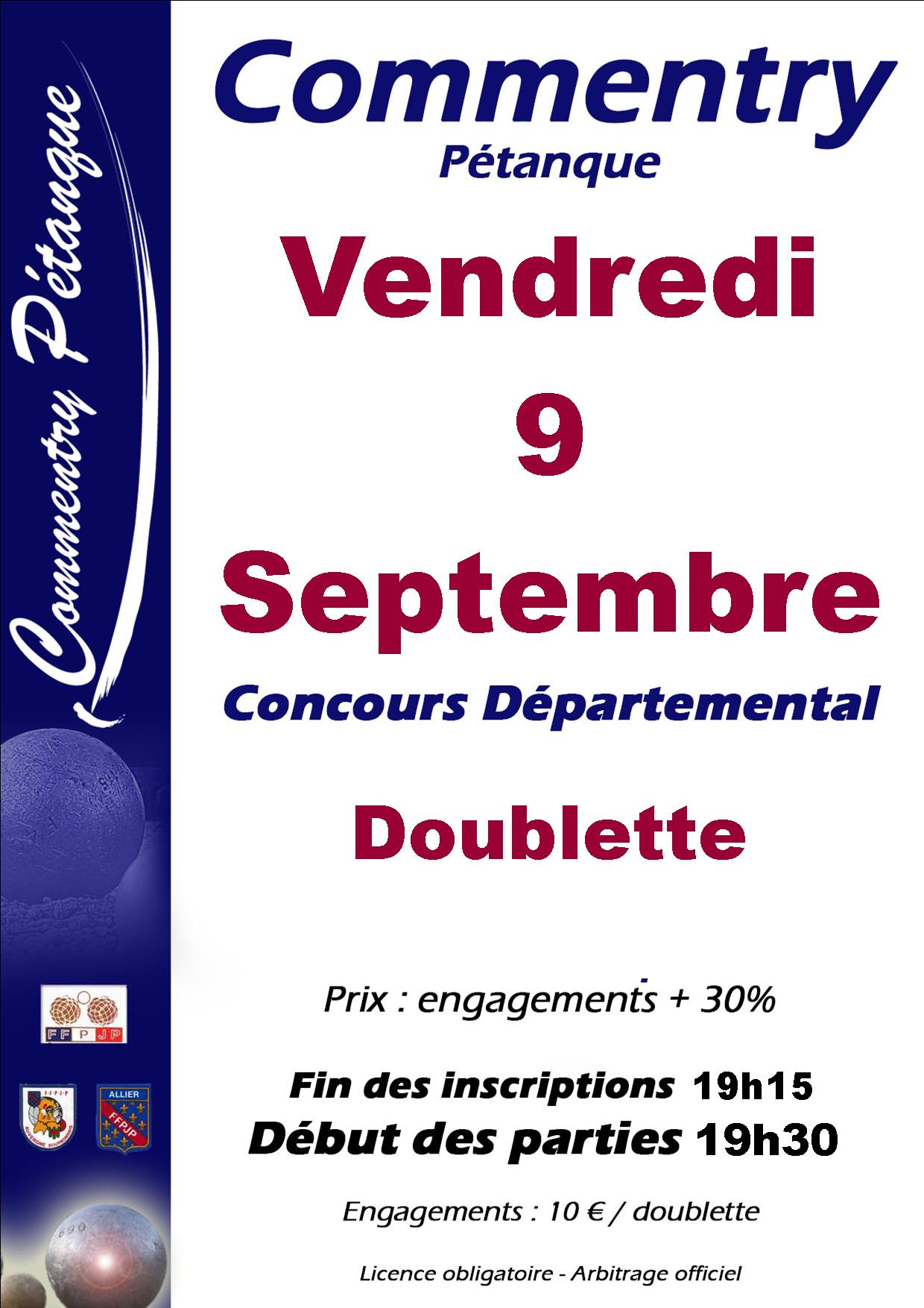 Concours doublette nocturne du 9 septembre 2016 Concours doublette nocturne du 9 septembre 2016