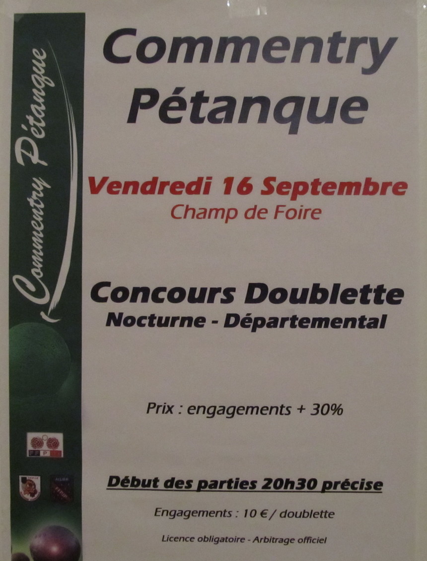 DOUBLETTE DEPARTEMENTAL NOCTURNE VENDREDI 16 SEPTEMBRE
