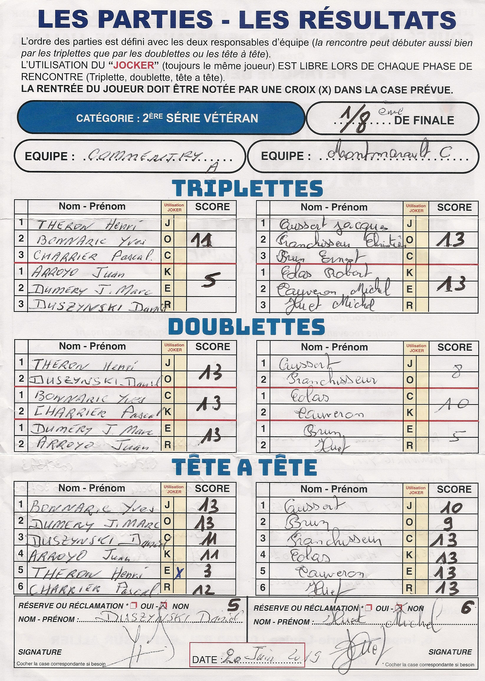 DEFAITE EN HUITIÈME POUR NOS VÉTÉRANS