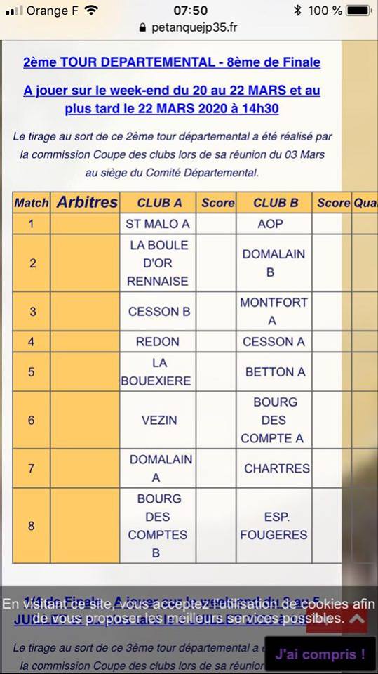 2 EME TOUR COUPE D'ILLE ET VILAINE 2 EME TOUR COUPE D'ILLE ET VILAINE