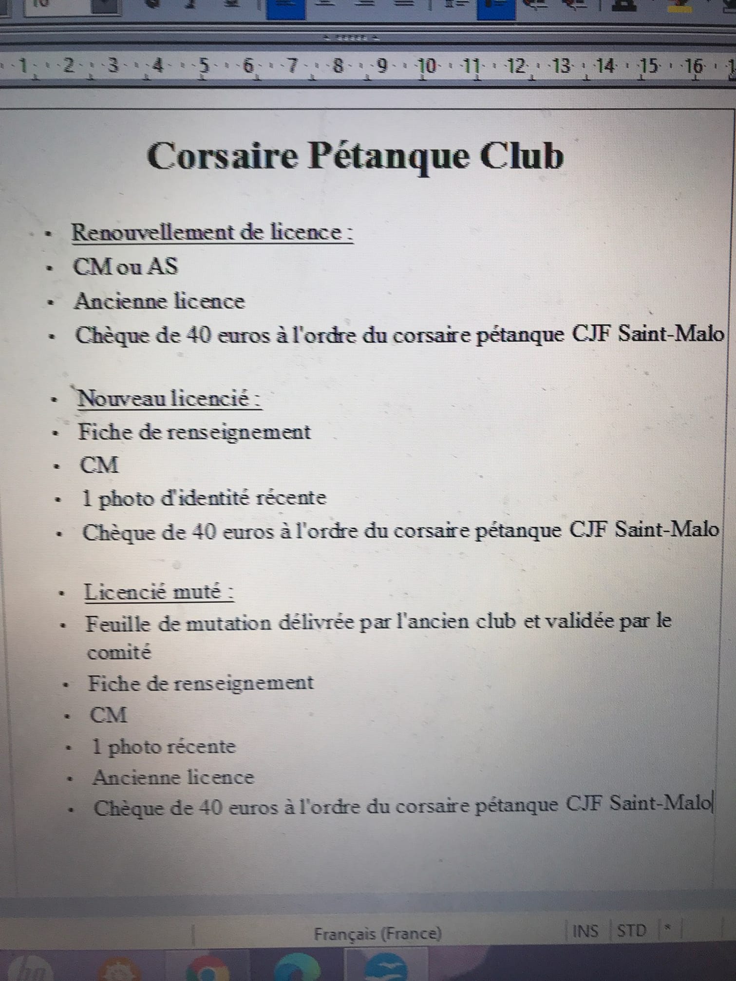 PRISE DE LICENCE PRISE DE LICENCE