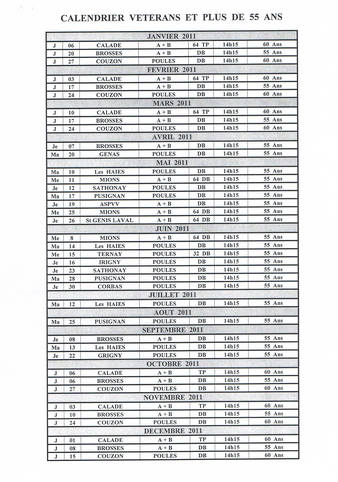 calendriers vétérans 2011 calendriers vétérans 2011