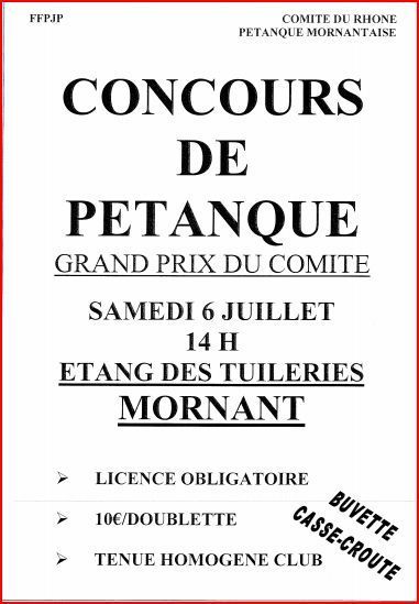 Concours  grand prix du comité à  MORNANT samedi 6 juillet 2013