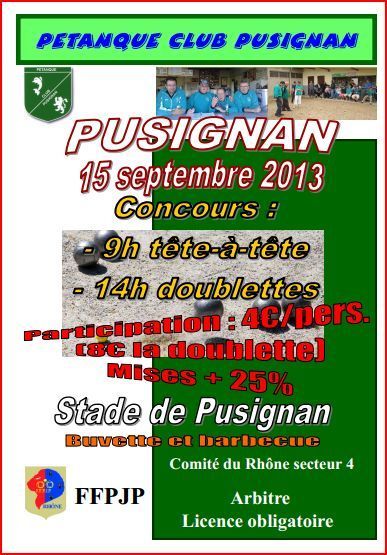 Concours Pusignan dimanche 15 septembre 2013