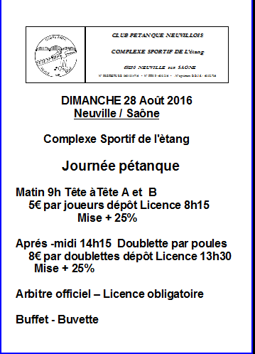 Concours  Neuville / Saône dimanche 28 Août 2016
