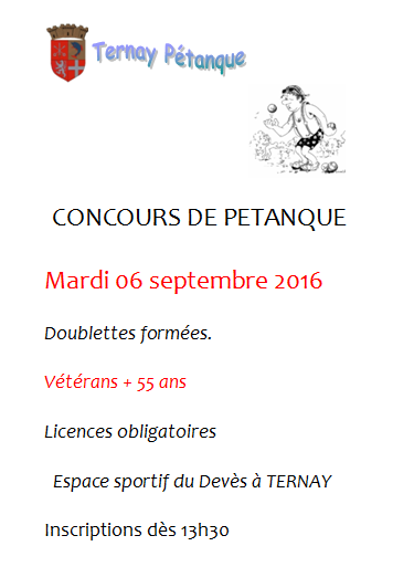 Concours vétéran du  mardi 06 septembre à ternay