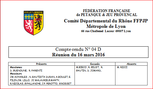 Compte-rendu N° 04 D Réunion du 16 mars 2016