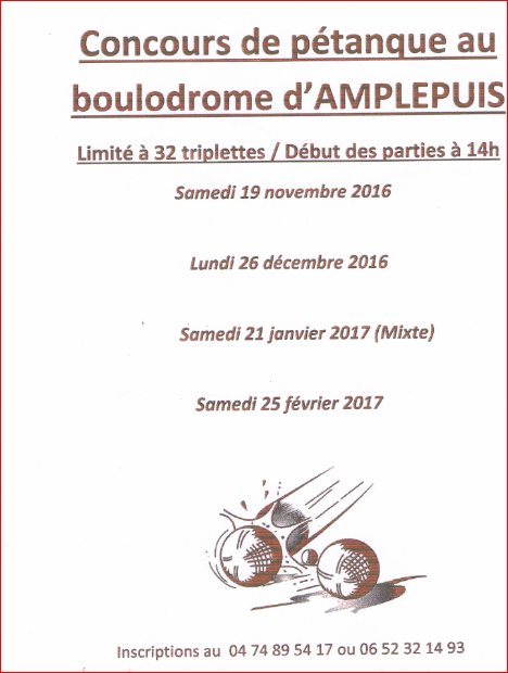 Concours du Club AMPLEPUIS pour la saison  2016-2017