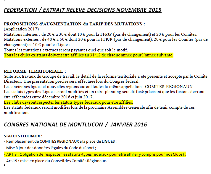 STATUTS DES CLUBS permettant ainsi la délivrance des licences 2017. STATUTS DES CLUBS permettant ainsi la délivrance des licences 2017.