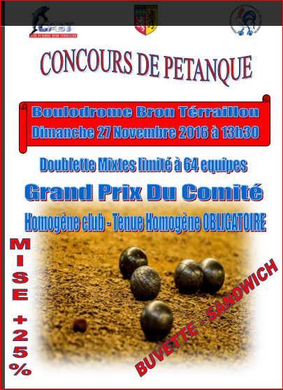 Concours dimanche 27 novembre 2016 à Bron Concours dimanche 27 novembre 2016 à Bron